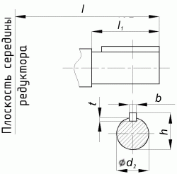 Редуктор цилиндрический,двухступенчатый,тип Ц2У (1Ц2У). Ц2У-160 (1Ц2У-160). Присоединительные размеры цилиндрического вала. Выходного ( тихоходного ).